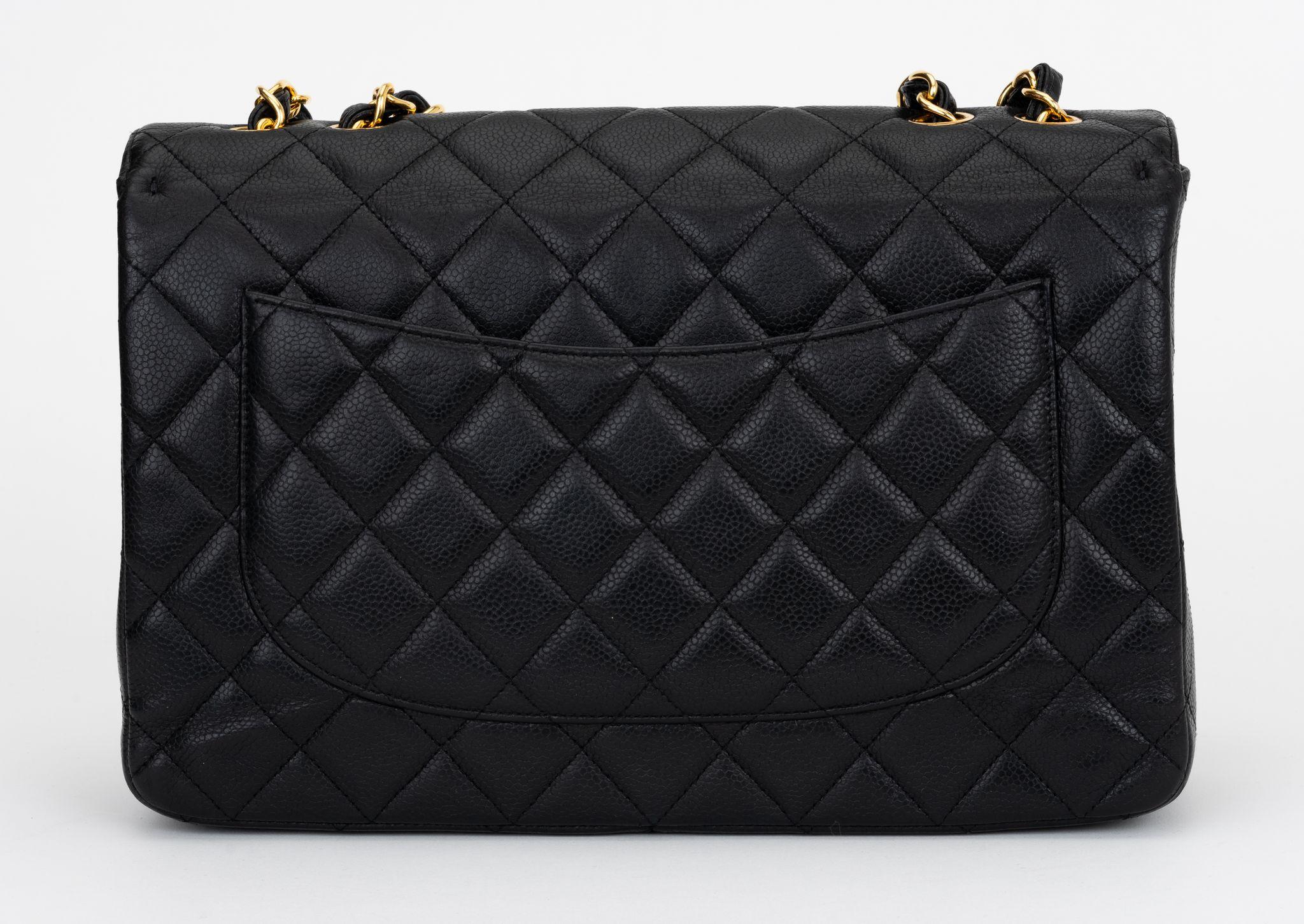 Women's Chanel Black Caviar Jumbo Single Flap For Sale