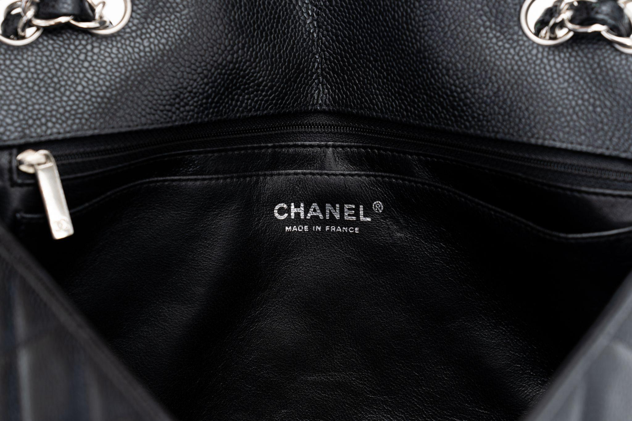 Chanel Caviar Negro Jumbo Solapa Única en venta 2