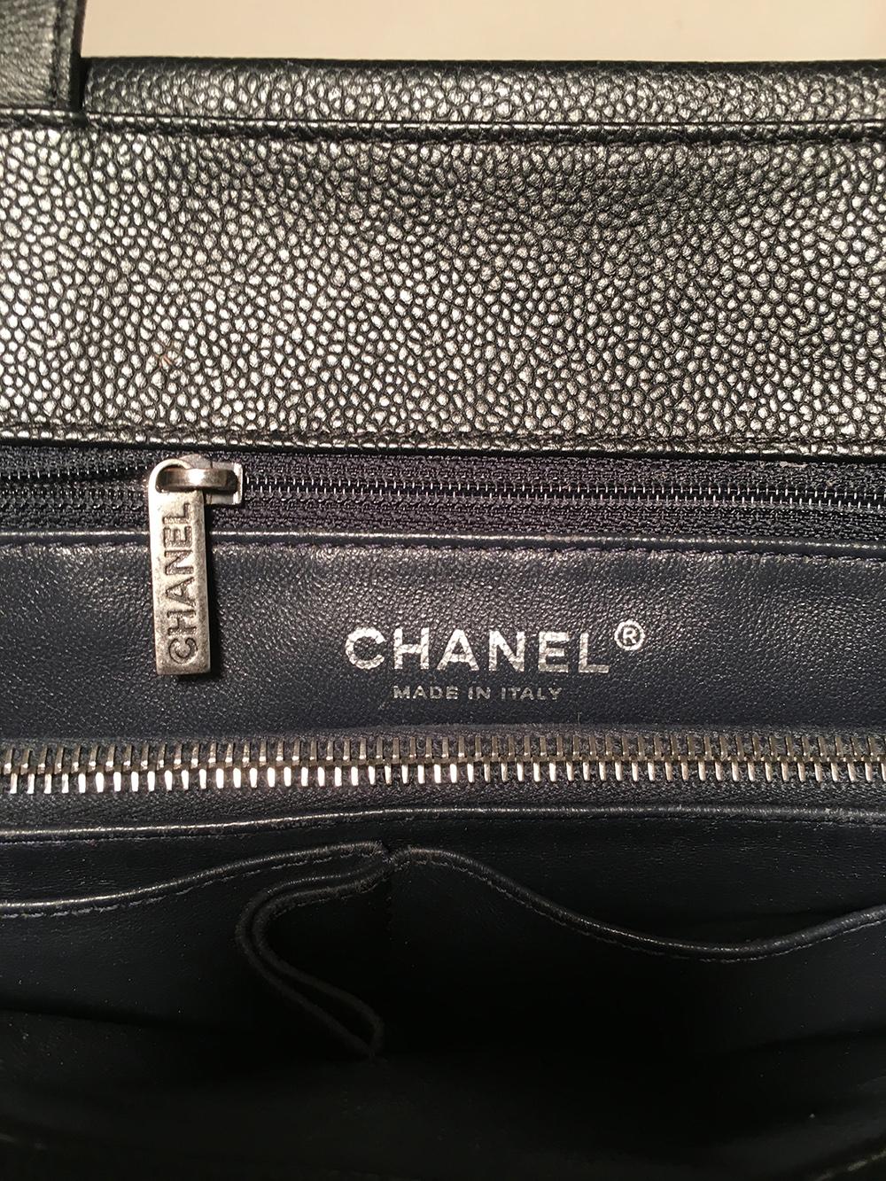 Women's Chanel Black Caviar & Lambskin Coco Break Shopping Bag 2 in 1 Tote with Clutch