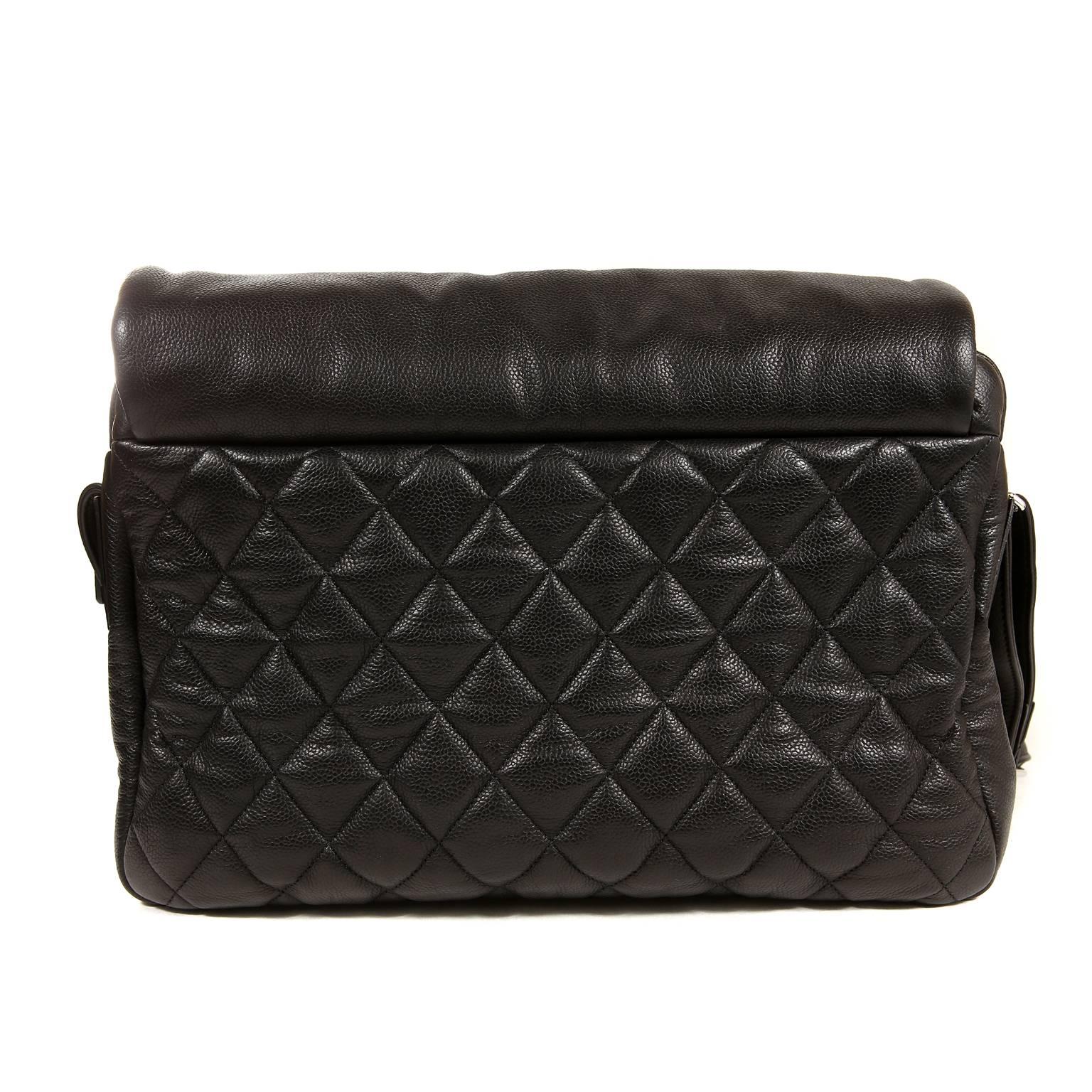 Chanel Black Caviar Messenger Bag - PRISTINE;  never before carried. 
Only available in the Paris Chanel boutiques in leather, this caviar version is a fantastic find. From the Coco Cocoon Collection.  
Unisex large messenger flap bag in durable