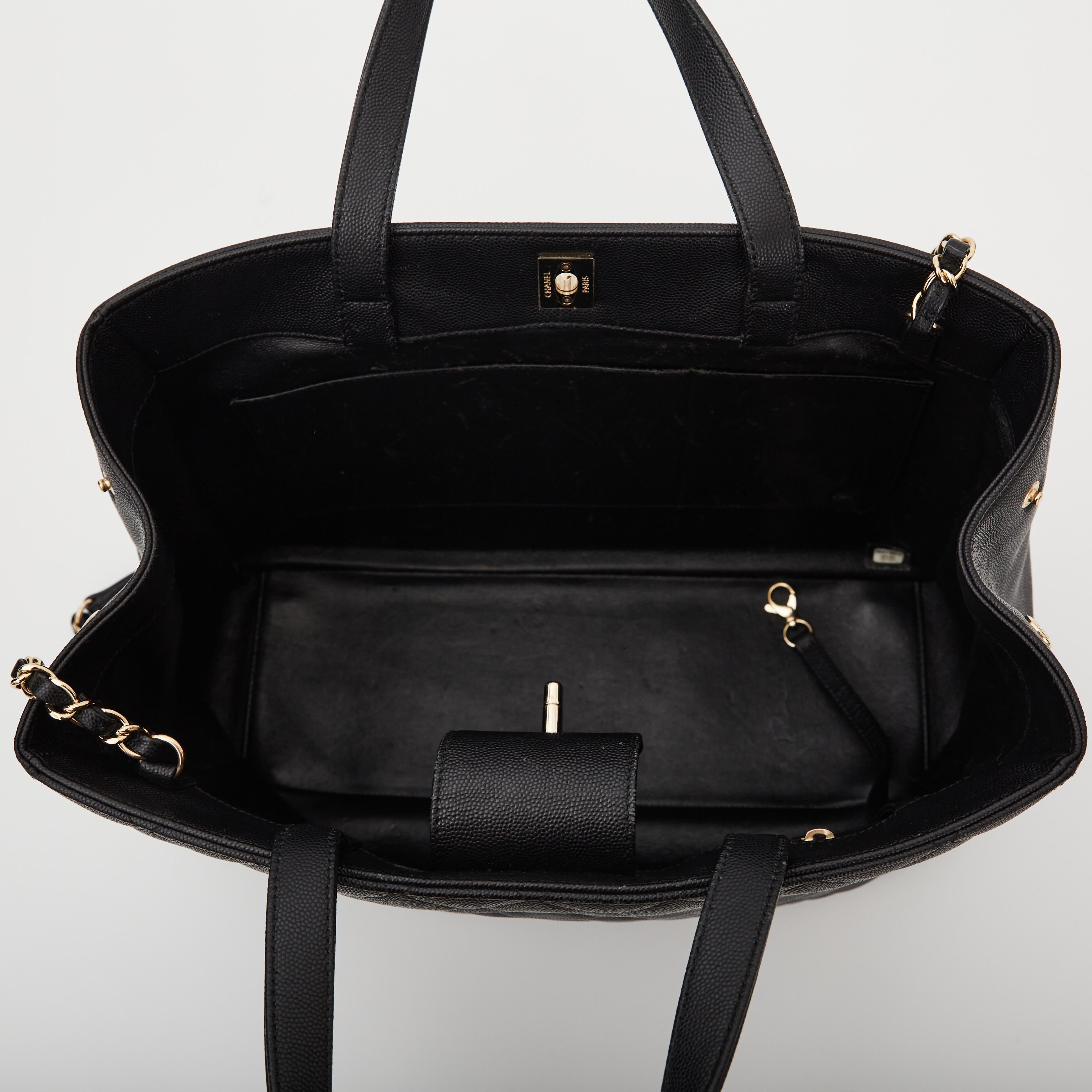 Chanel Black Caviar Large Shopping Business Affinity Tote For Sale 1