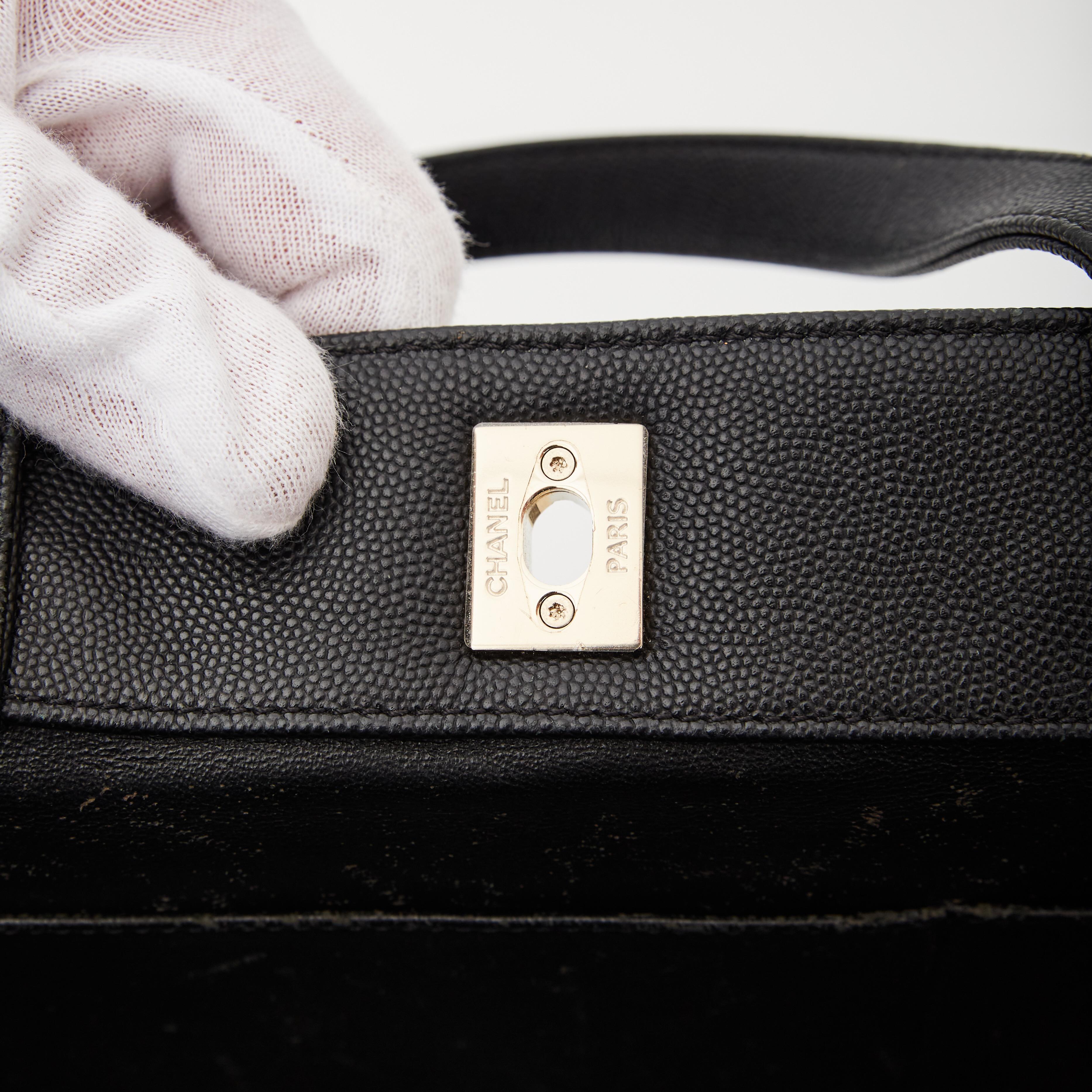 Chanel Black Caviar Large Shopping Business Affinity Tote For Sale 2