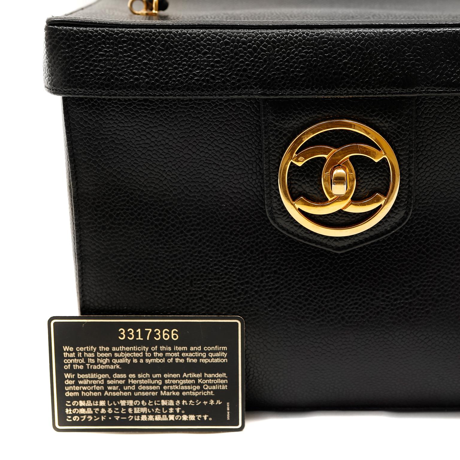 Women's Chanel Black Caviar Large Vanity Case For Sale