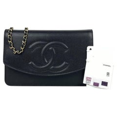 Chanel Noir Caviar Cuir 2025 Timeless CC Wallet On Chain WOC Crossbody Bag