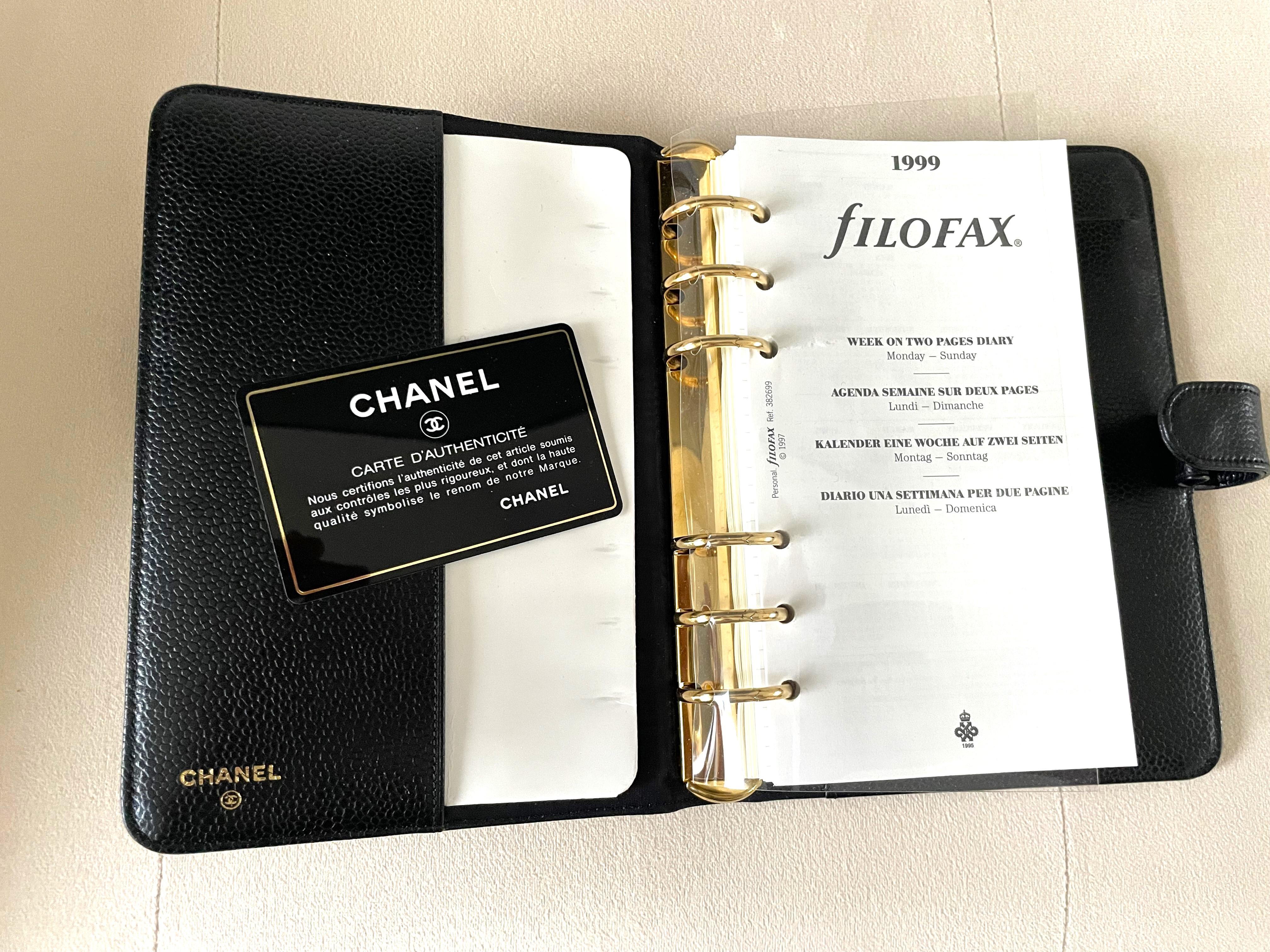 Chanel Black Caviar Leather Agenda Cover Filofax  In Excellent Condition For Sale In 'S-HERTOGENBOSCH, NL