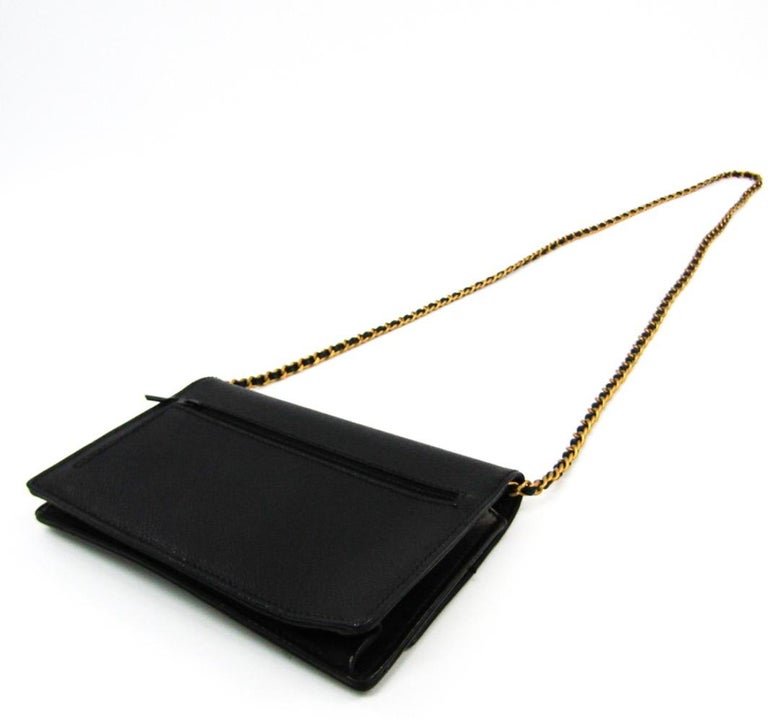 Chanel Black Caviar Leather Antique Gold WOC Wallet on Chain Shoulder Flap  Bag at 1stDibs