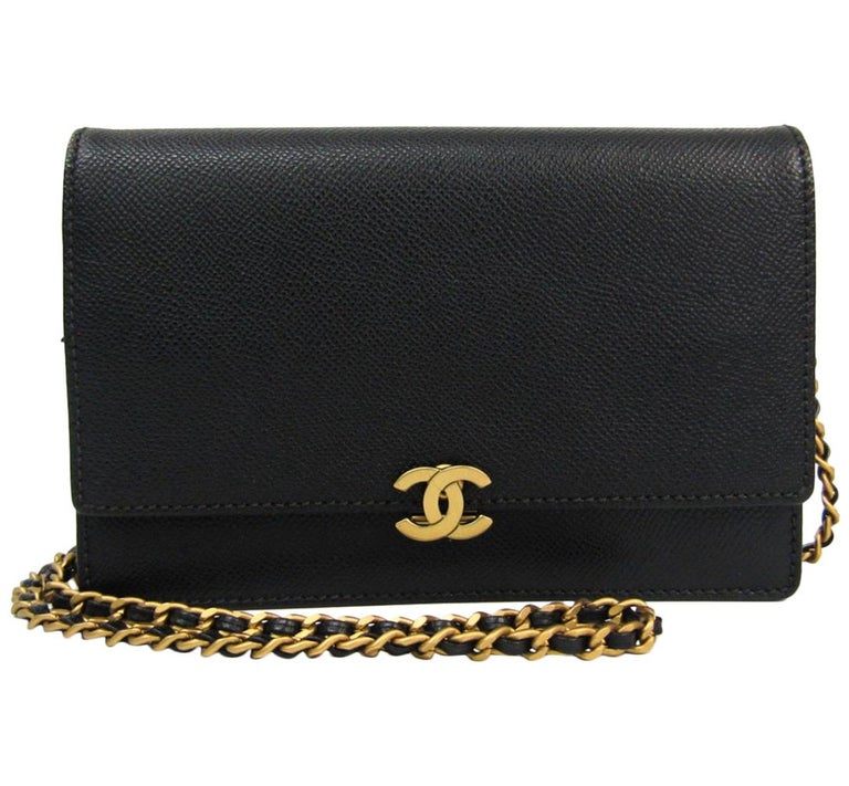 Chanel Black Caviar Leather Antique Gold WOC Wallet on Chain Shoulder Flap  Bag at 1stDibs