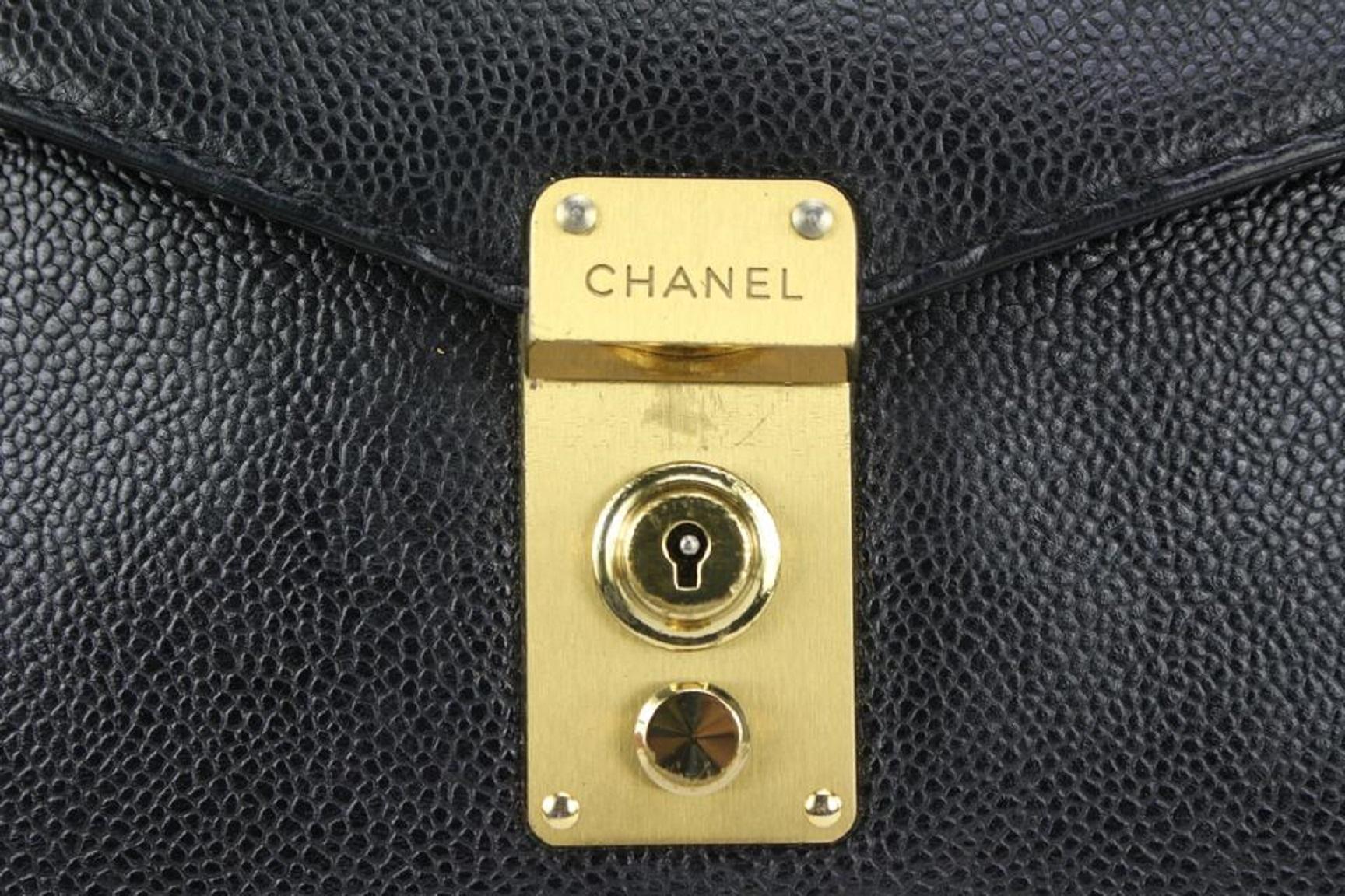 Chanel Black Caviar Leather Attache Briefcase Business Bag 202ca84 1