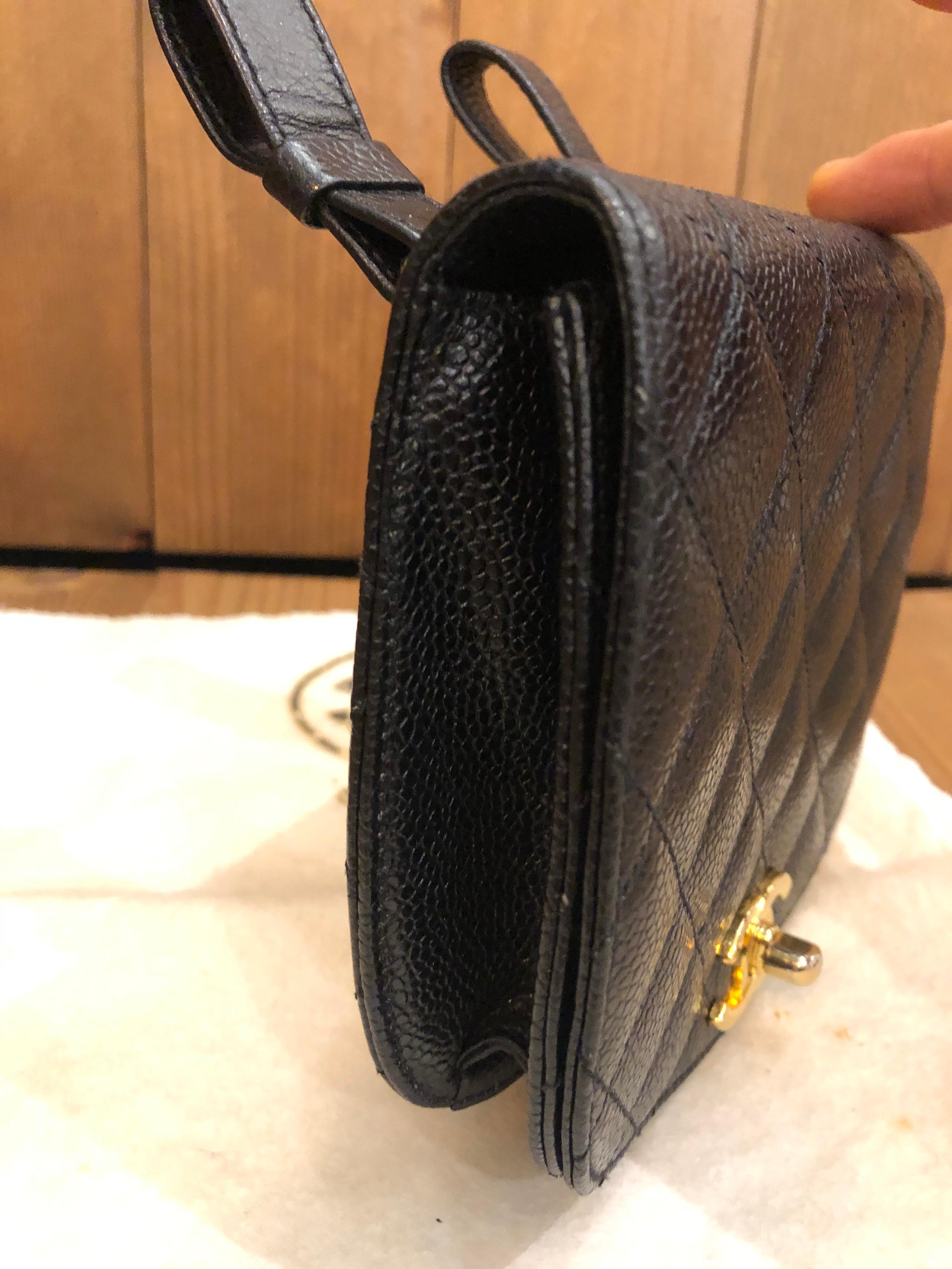 CHANEL Black Caviar Leather Belt Bag 6