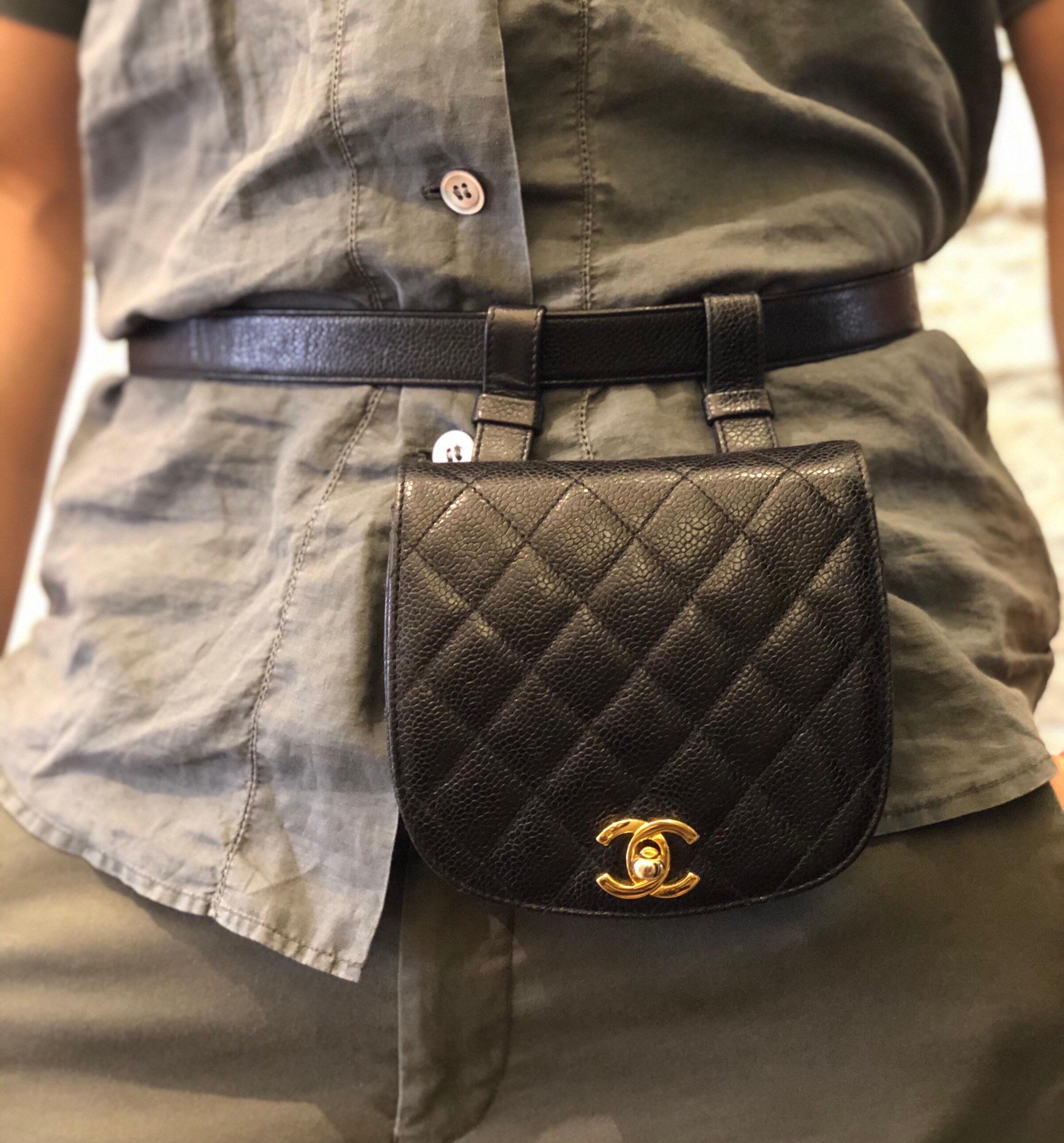 CHANEL Black Caviar Leather Belt Bag In Good Condition In Bangkok, TH