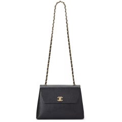 Chanel Black Caviar Leather Box Classic Single Shoulder Bag