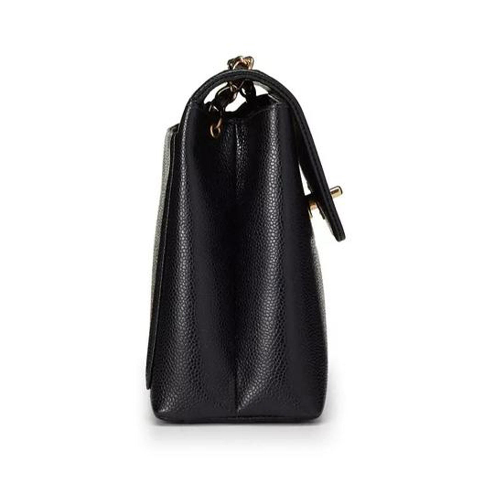 Chanel Black Caviar Leather Box Classic Single Shoulder Bag For Sale 1