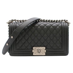 Chanel Black Caviar Leather Boy Bag 25cm