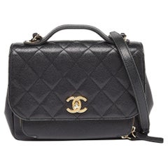 Chanel Black Caviar Leather Business Affinity Chain Flap Bag