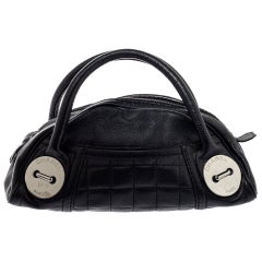 Chanel Black Caviar Leather Button Dome Satchel