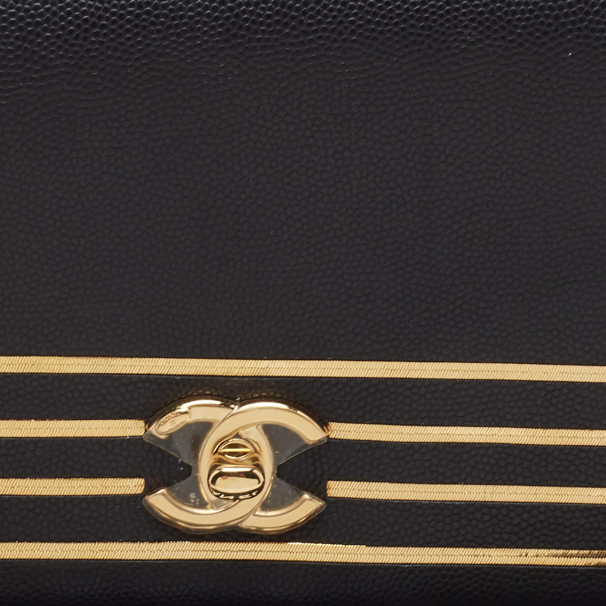 Chanel Black Caviar Leather Captain Gold Waist Bag 7