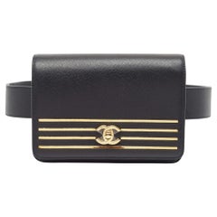 Chanel Black Caviar Leather Captain Gold Waist Bag