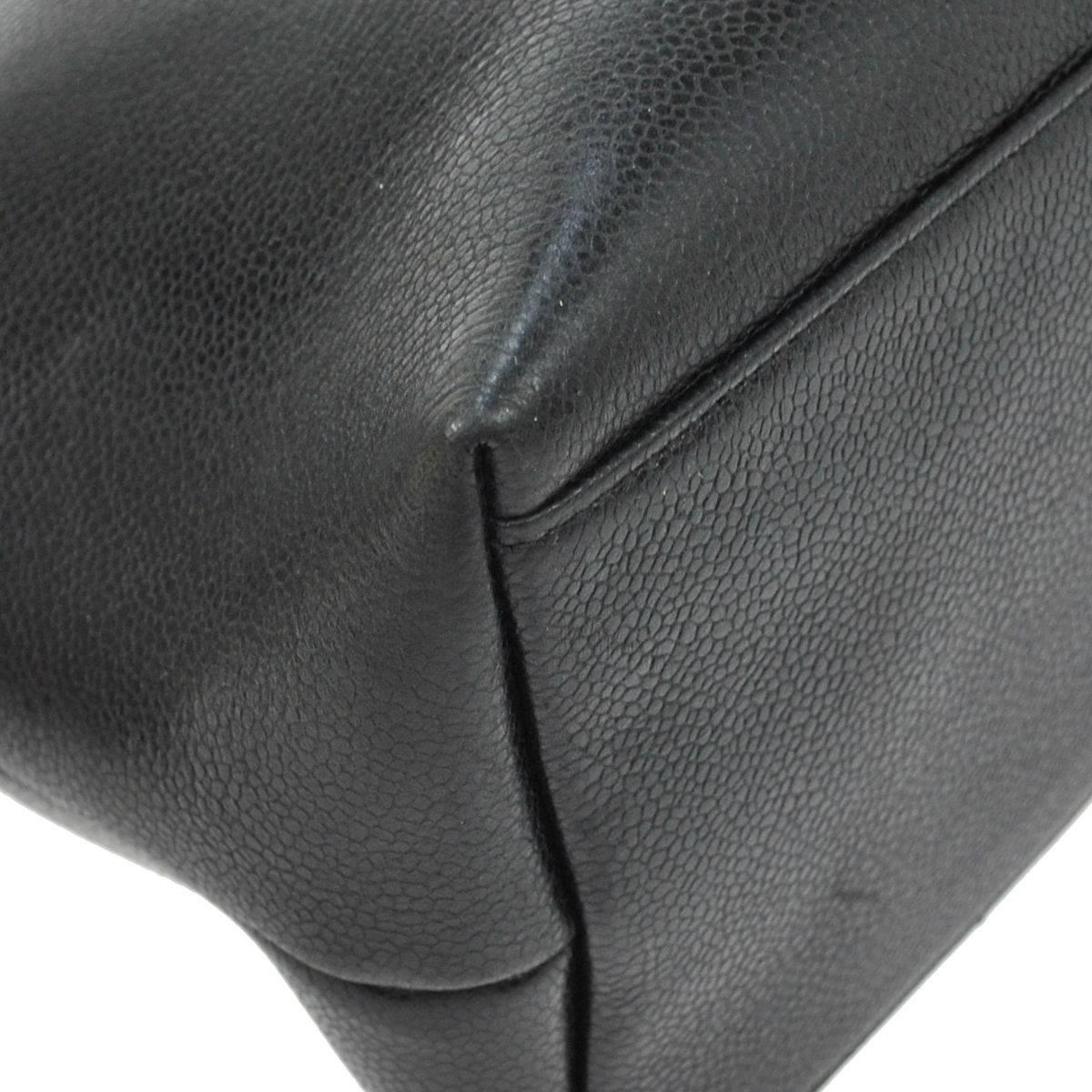 Chanel Black Caviar Leather Carryall Shopper Weekender Travel Shoulder Tote Bag 4