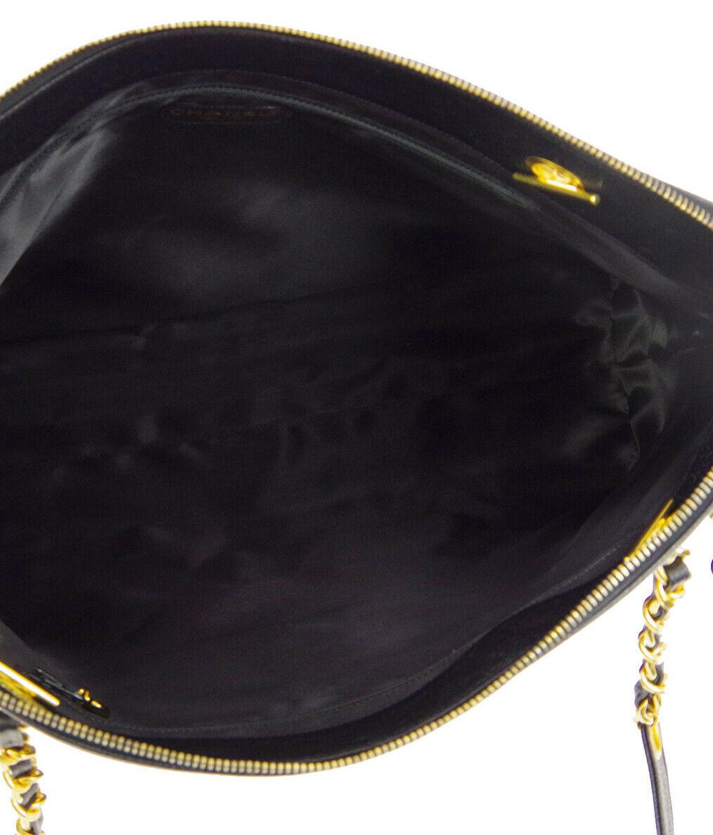 Chanel Black Caviar Leather Carryall Shopper Weekender Travel Shoulder Tote Bag 5