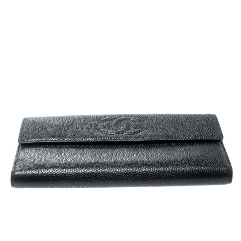 chanel bi fold wallet black caviar