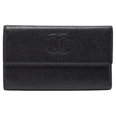 Chanel Black Caviar Leather CC Continental Wallet