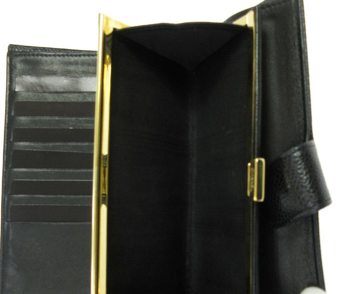 Women's Chanel Black Caviar Leather CC Evening Envelope Clutch Wallet in Box For Sale