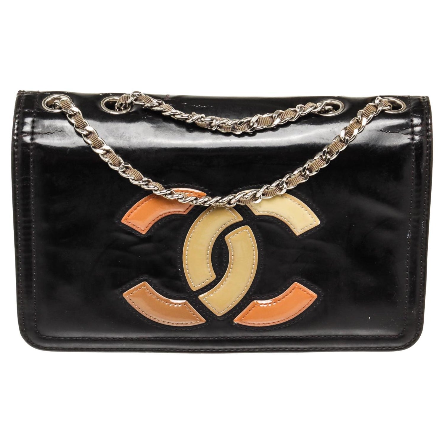 Chanel Black Caviar Leather CC Full Flap Shoulder Bag at 1stDibs