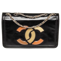 Vintage Chanel Black Caviar Leather CC Full Flap Shoulder Bag