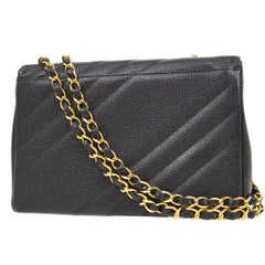 CHANEL Black Caviar Leather CC Gold Hardware Jumbo Shoulder Flap Bag