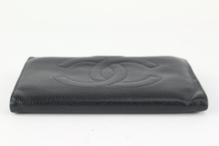 Chanel Black Caviar Leather CC Logo Flap Long Wallet 1213c18