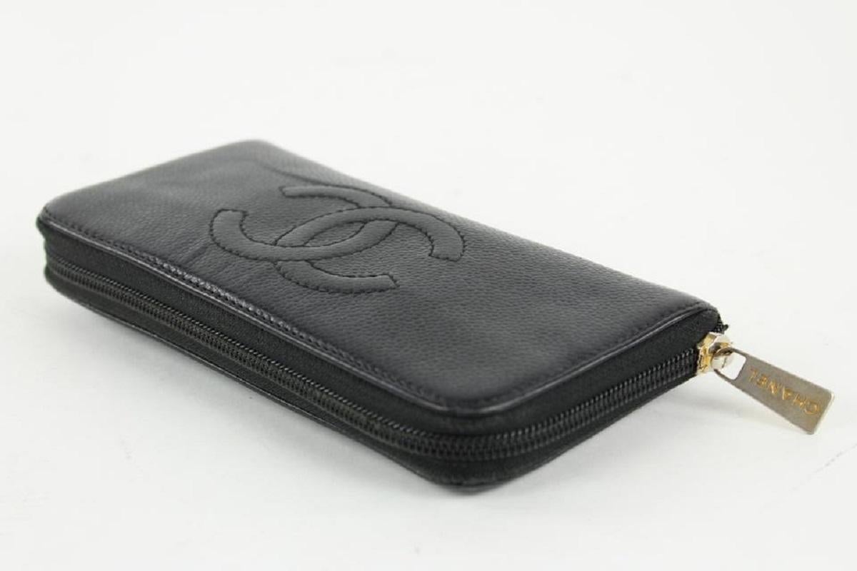 Chanel Black Caviar Leather CC Logo L-Gusset Zip Around Wallet 21ccs1223 2