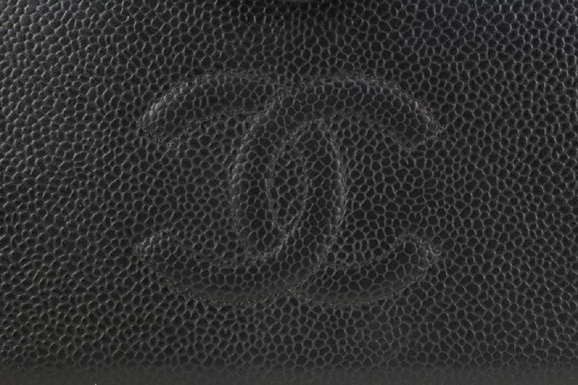 Chanel Black Caviar Leather CC Logo Long Bifold Wallet 104c52 6