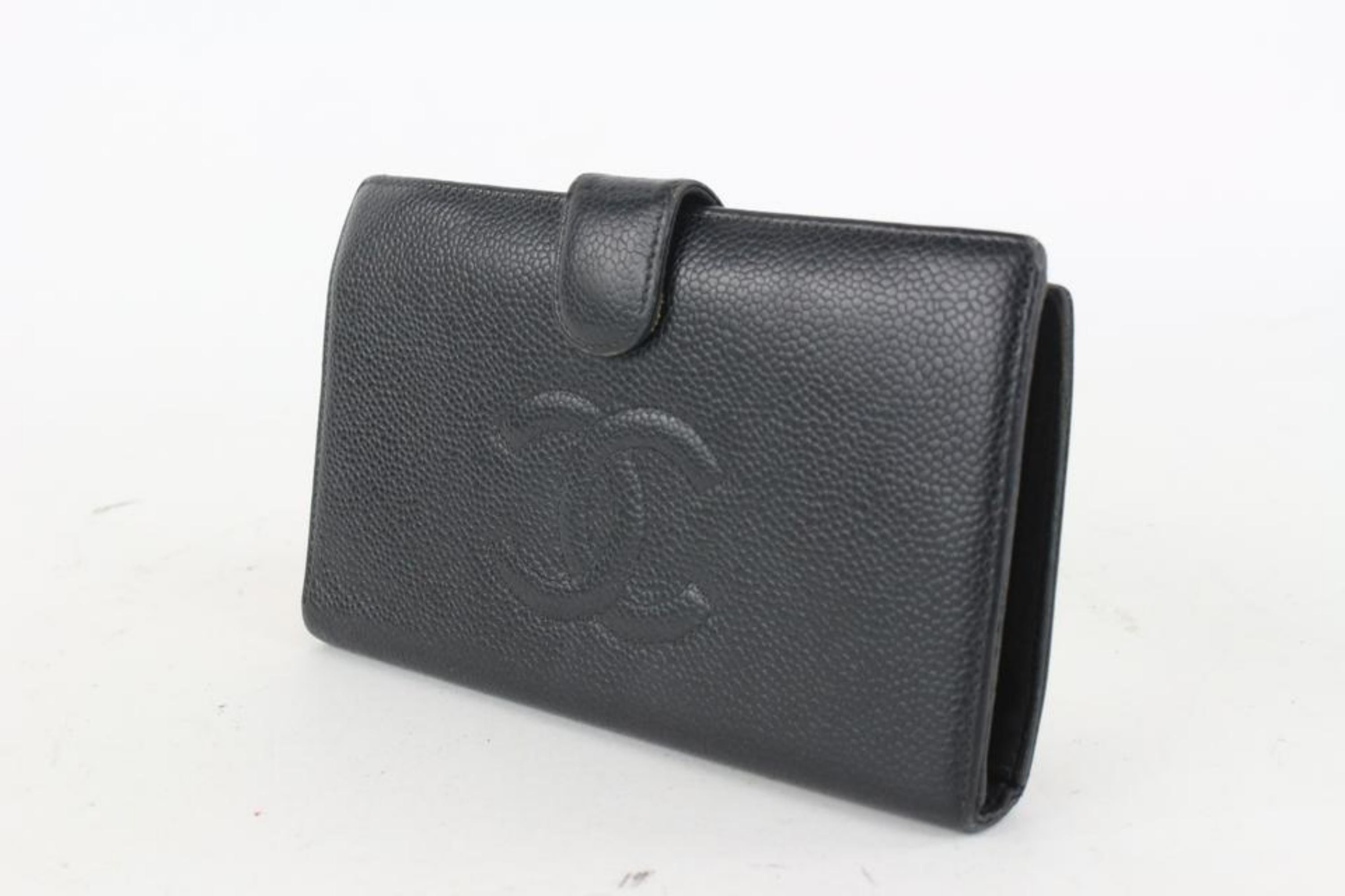 Chanel Black Caviar Leather CC Logo Long Bifold Wallet 104c52 8