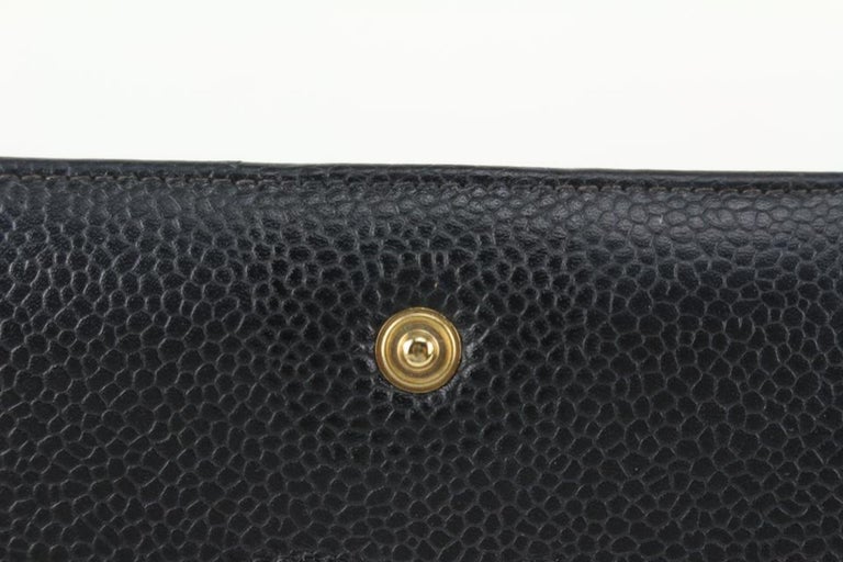 Chanel Black Caviar Leather CC Logo Long Bifold Wallet 104c52 at 1stDibs