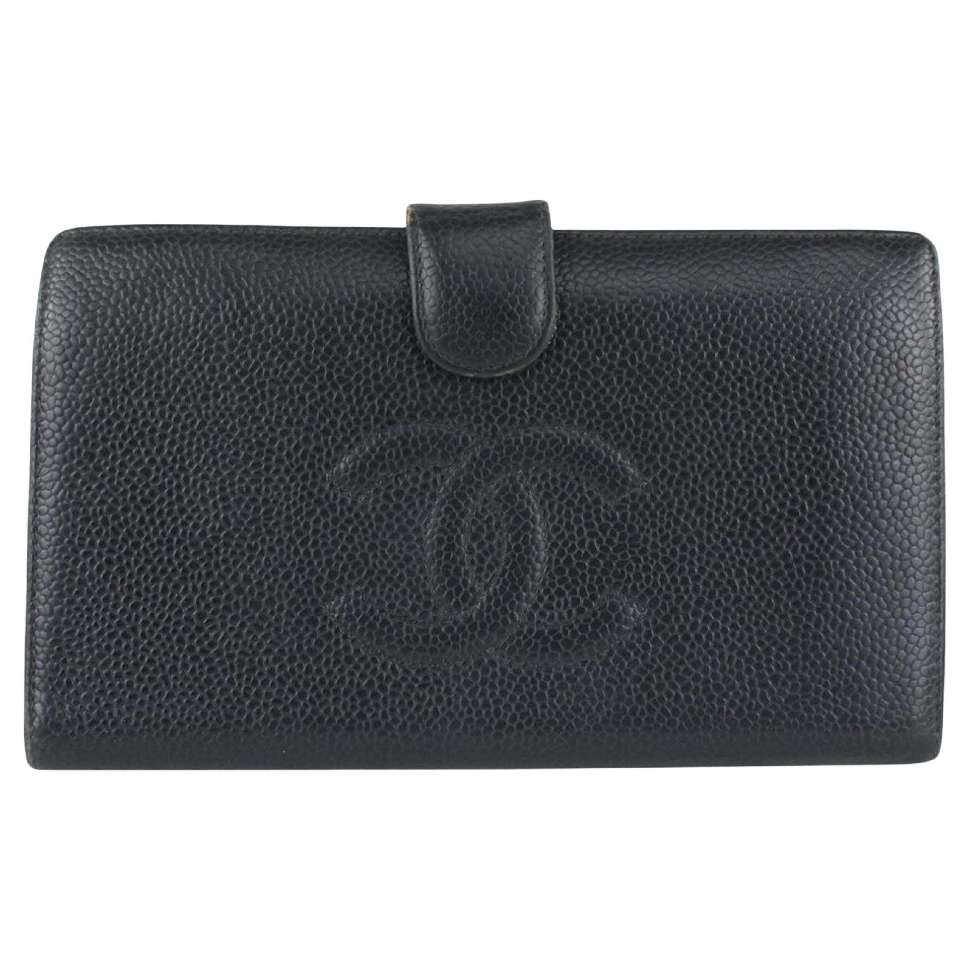 Chanel CC Logo Card Case Black Caviar Leather