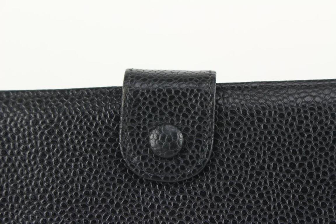 Chanel - Portefeuille à rabat long en cuir caviar noir avec logo CC 104c55 en vente 3