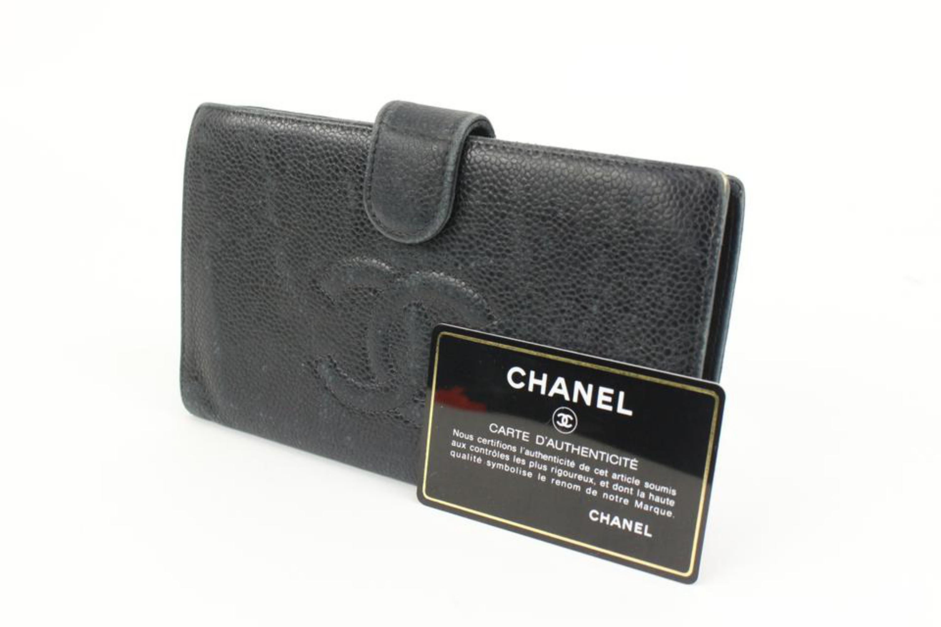 Chanel Black Caviar Leather CC Logo Long Flap Wallet 95ck323s
Date Code/Serial Number: 9474839
Made In: France
Measurements: Length:  6.8