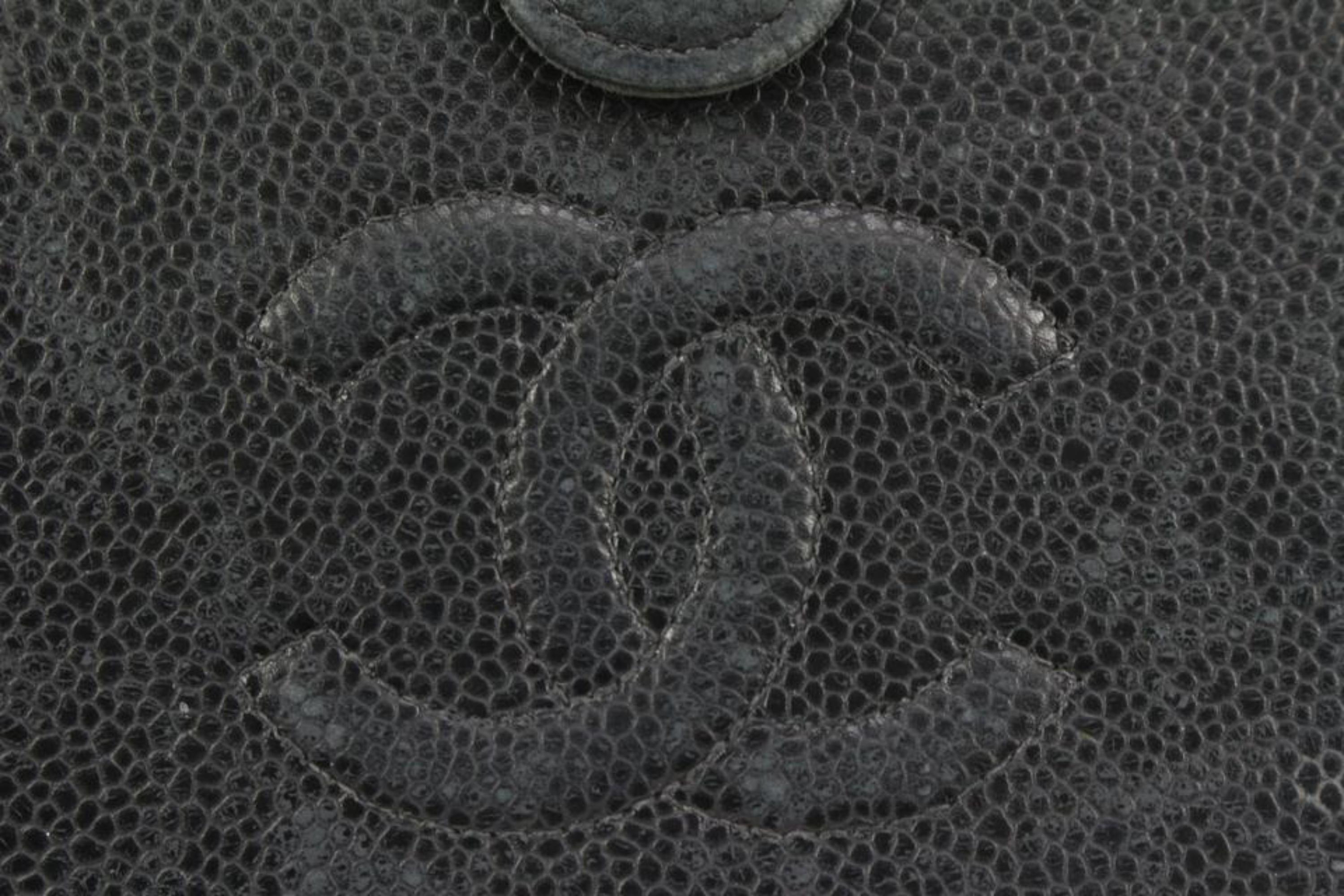 Chanel Black Caviar Leather CC Logo Long Flap Wallet 95ck323s For Sale 2