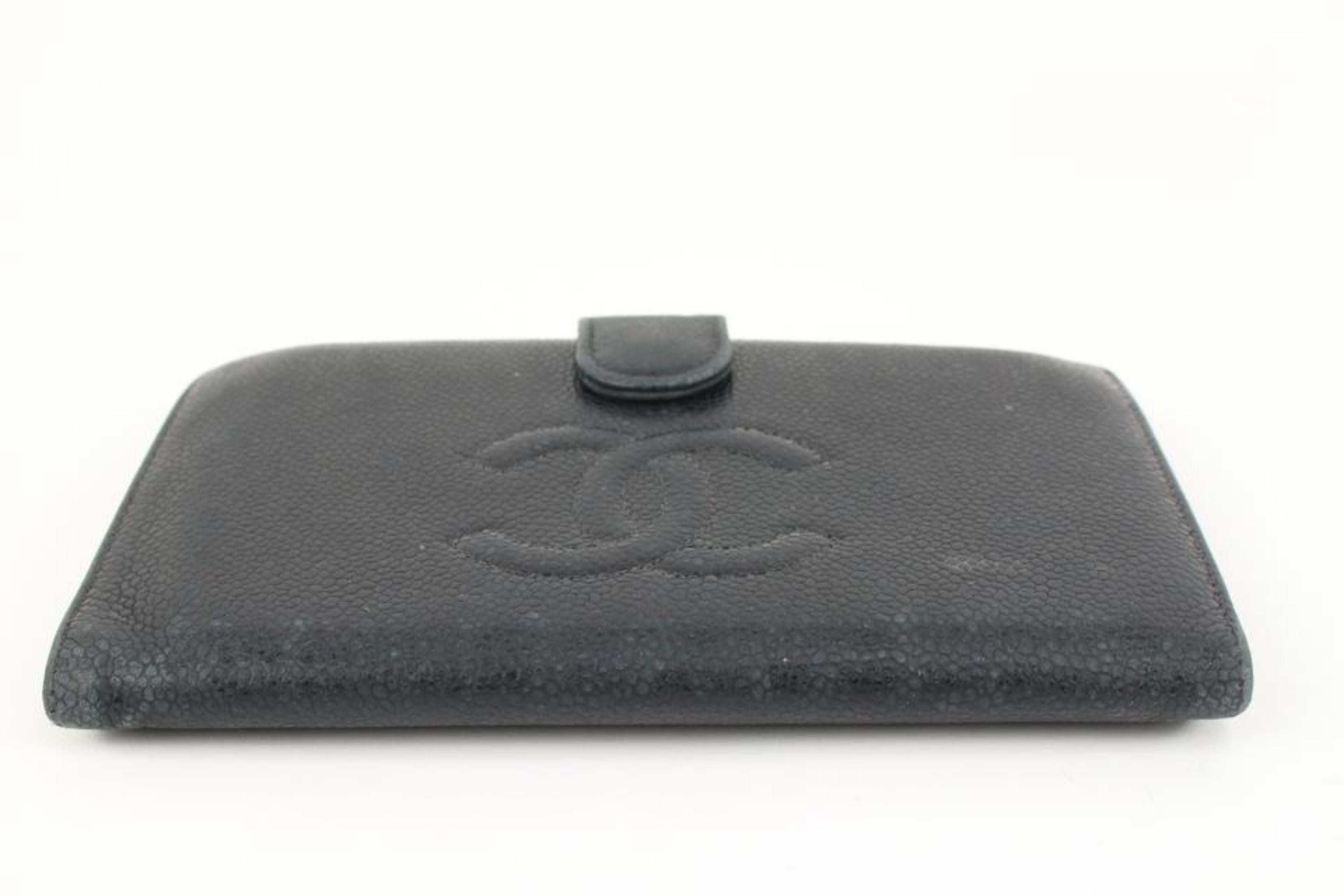 Chanel Black Caviar Leather CC Logo Long Flap Wallet 95ck323s For Sale 3