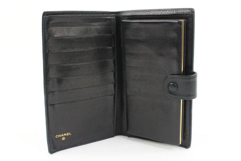 Chanel Black Caviar Leather CC Logo Long Snap Bifold Wallet 53ck32s For  Sale at 1stDibs