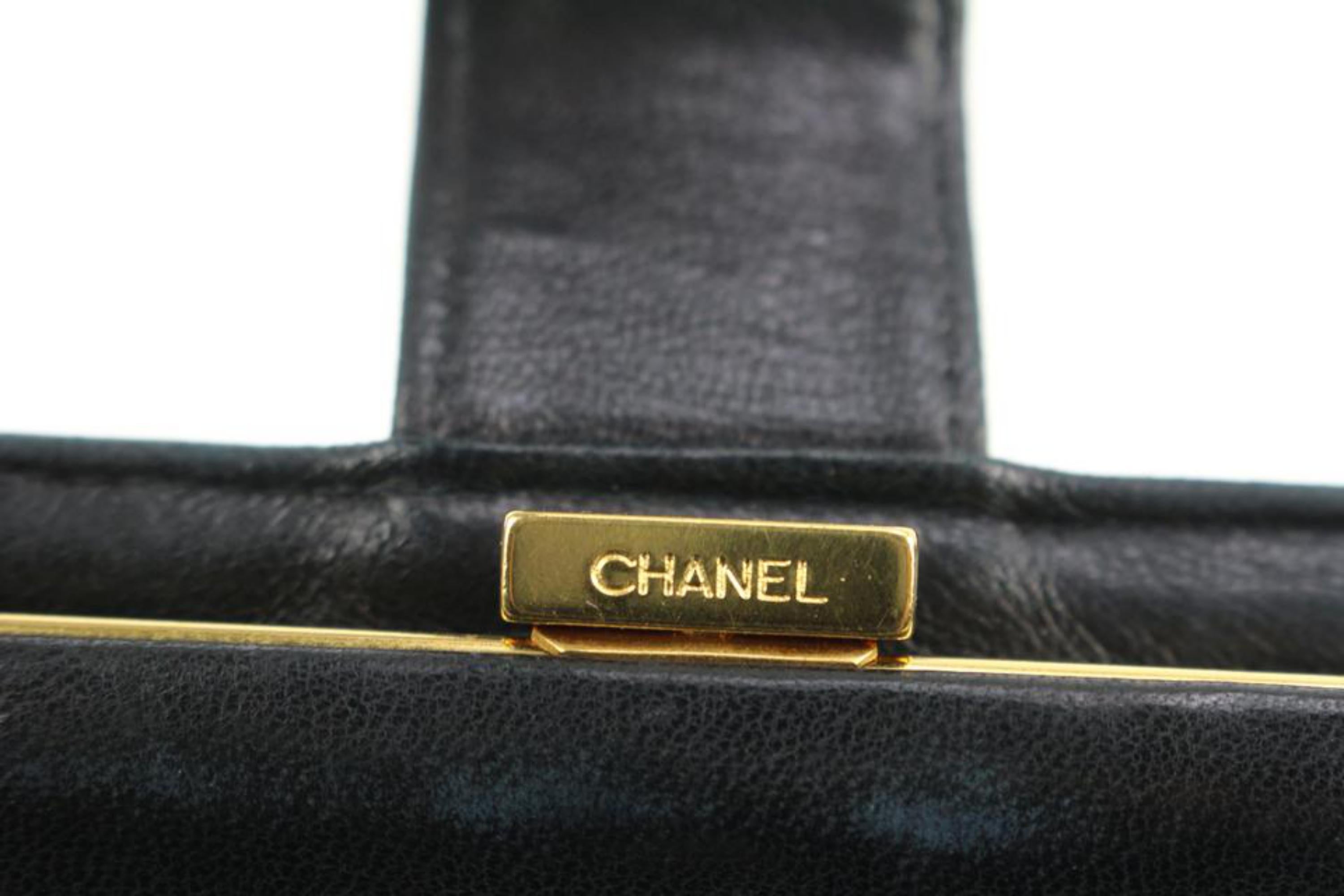 Women's Chanel Black Caviar Leather CC Logo Long Snap Bifold Wallet 53ck32s