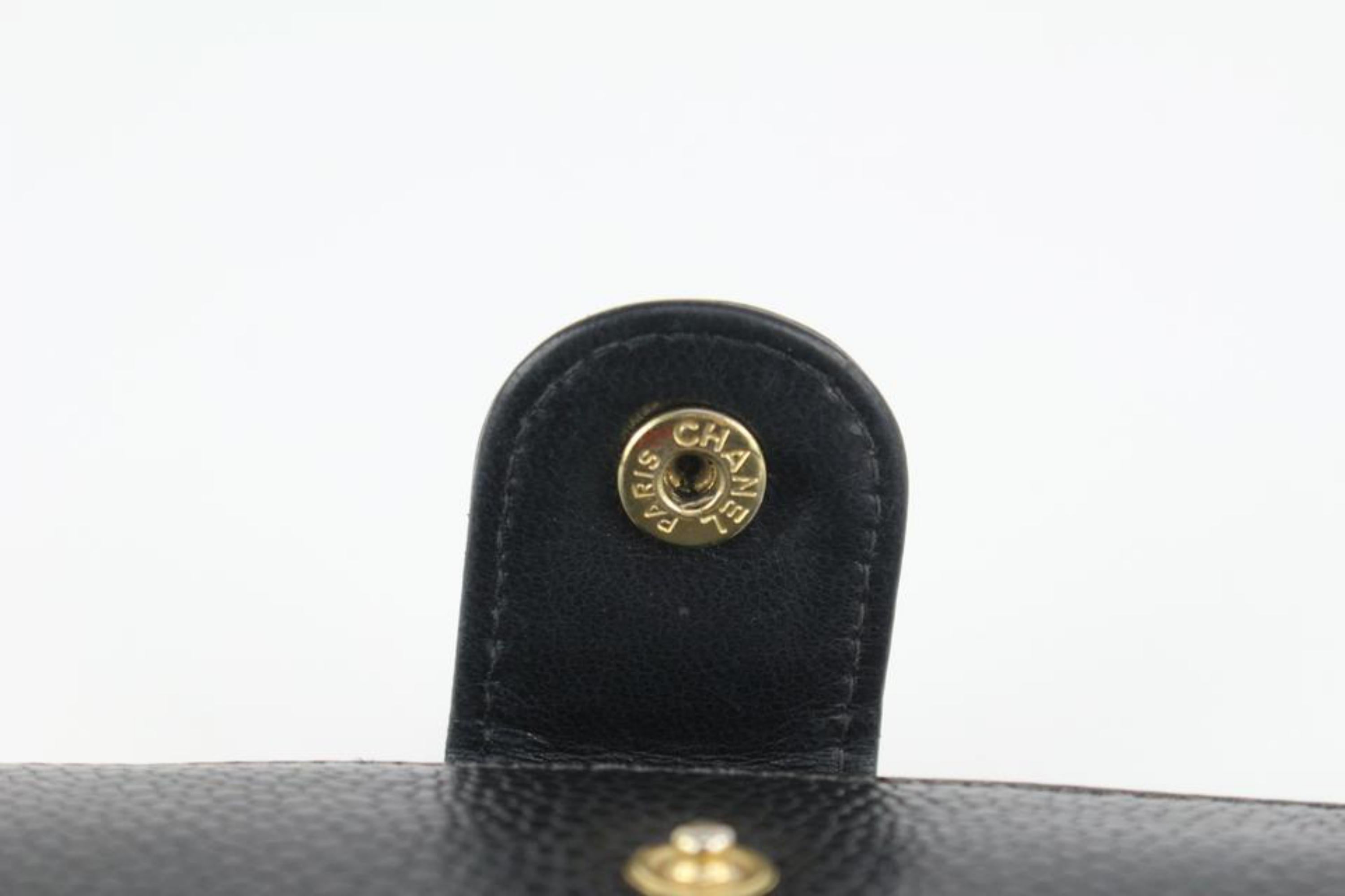 Chanel Schwarzes Kaviarleder CC Logo langes Portemonnaie 122c2 im Zustand „Gut“ im Angebot in Dix hills, NY