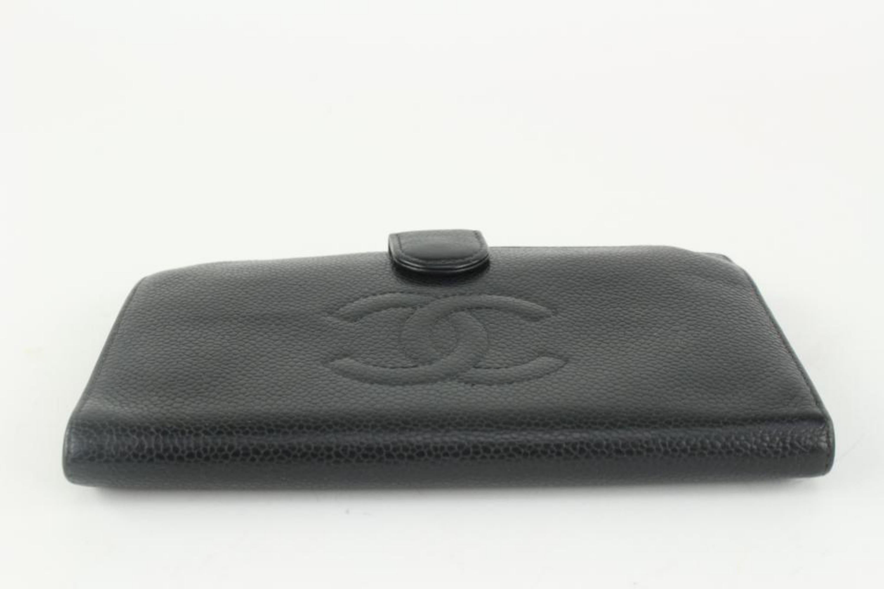Women's Chanel Black Caviar Leather CC Logo Long Wallet 122c2 For Sale