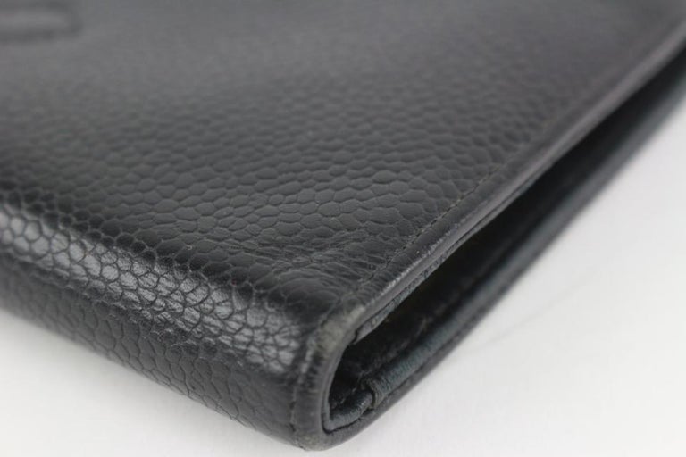Chanel Black Caviar Leather CC Logo Long Wallet 122c2 For Sale at