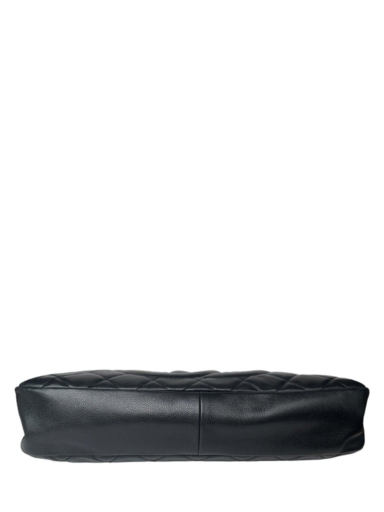 Chanel Black Caviar Leather CC Logo Timeless Soft Shopper Tote Bag