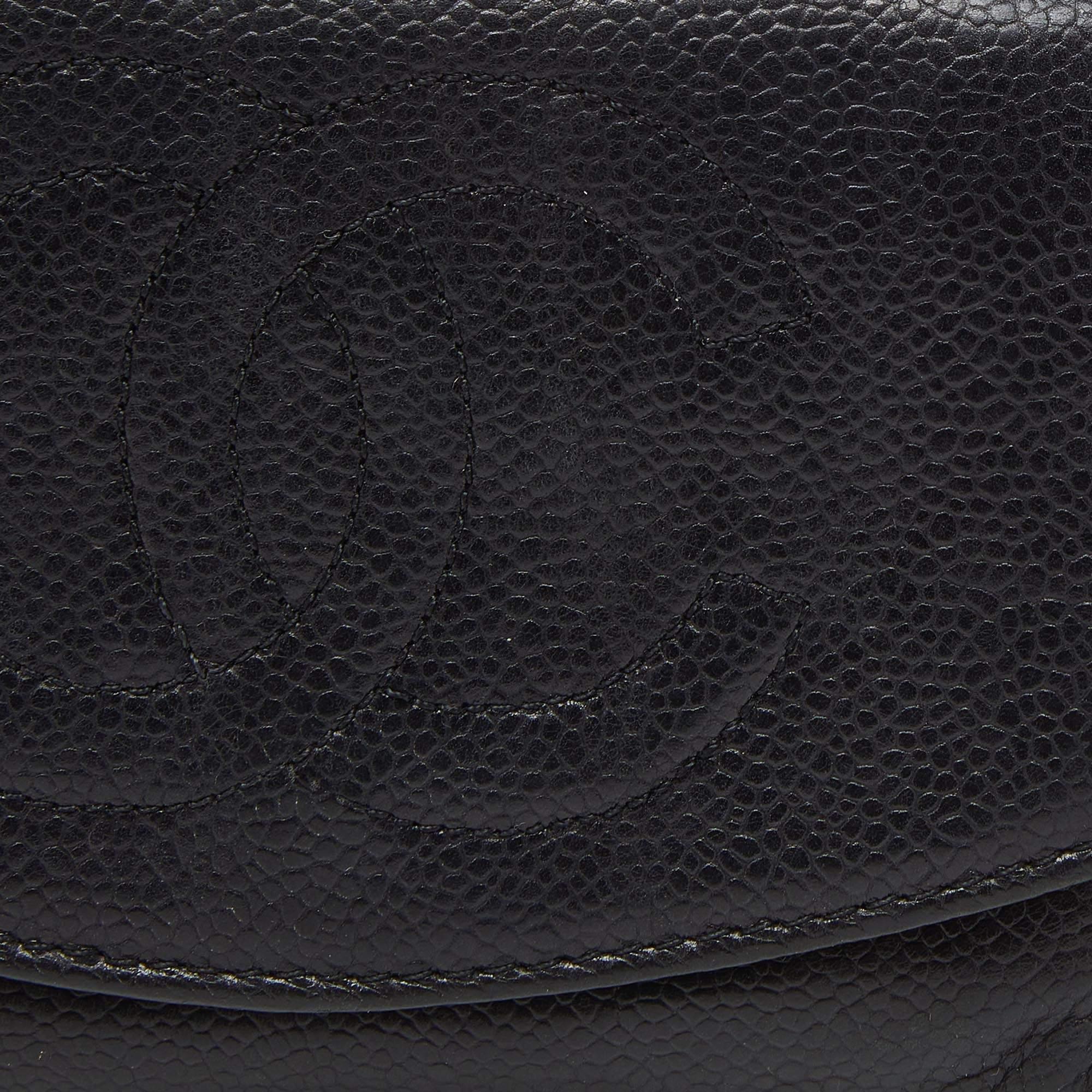 Chanel - Portefeuille continental Timeless en cuir caviar noir CC 5