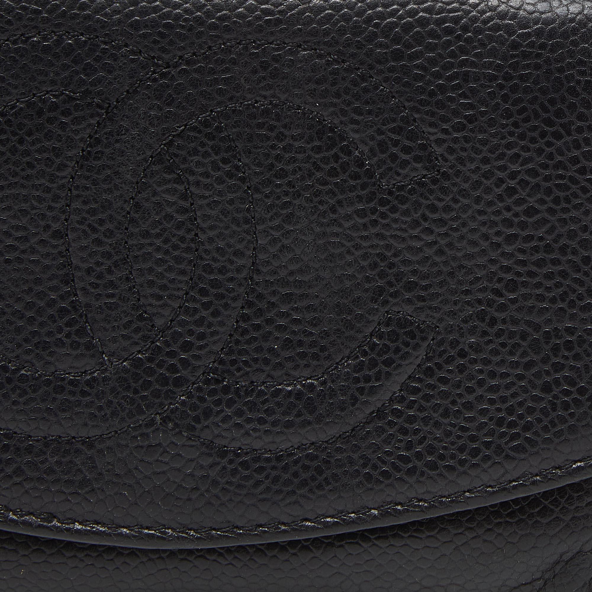 Chanel - Portefeuille continental Timeless en cuir caviar noir CC en vente 1