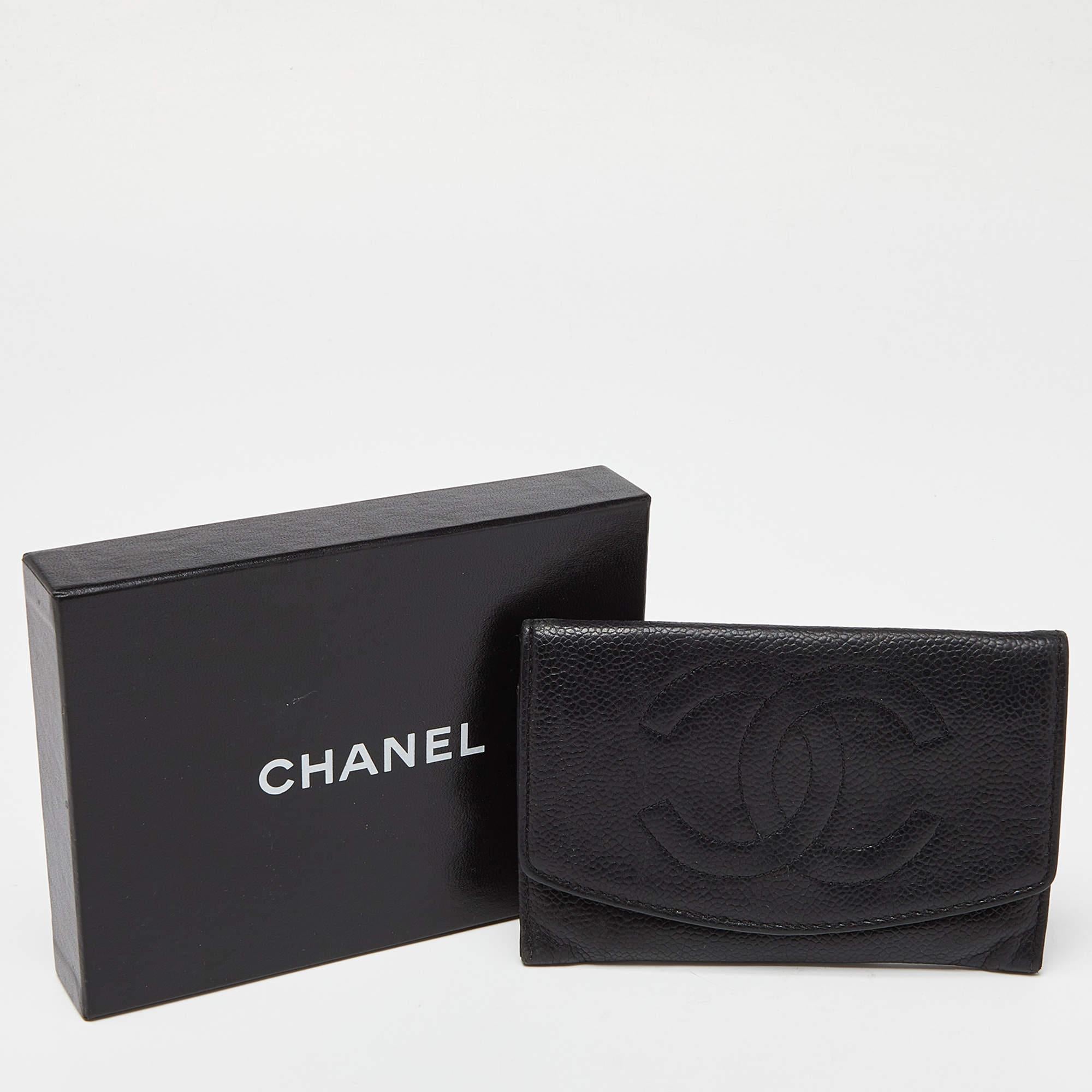 Chanel - Portefeuille continental Timeless en cuir caviar noir CC 1