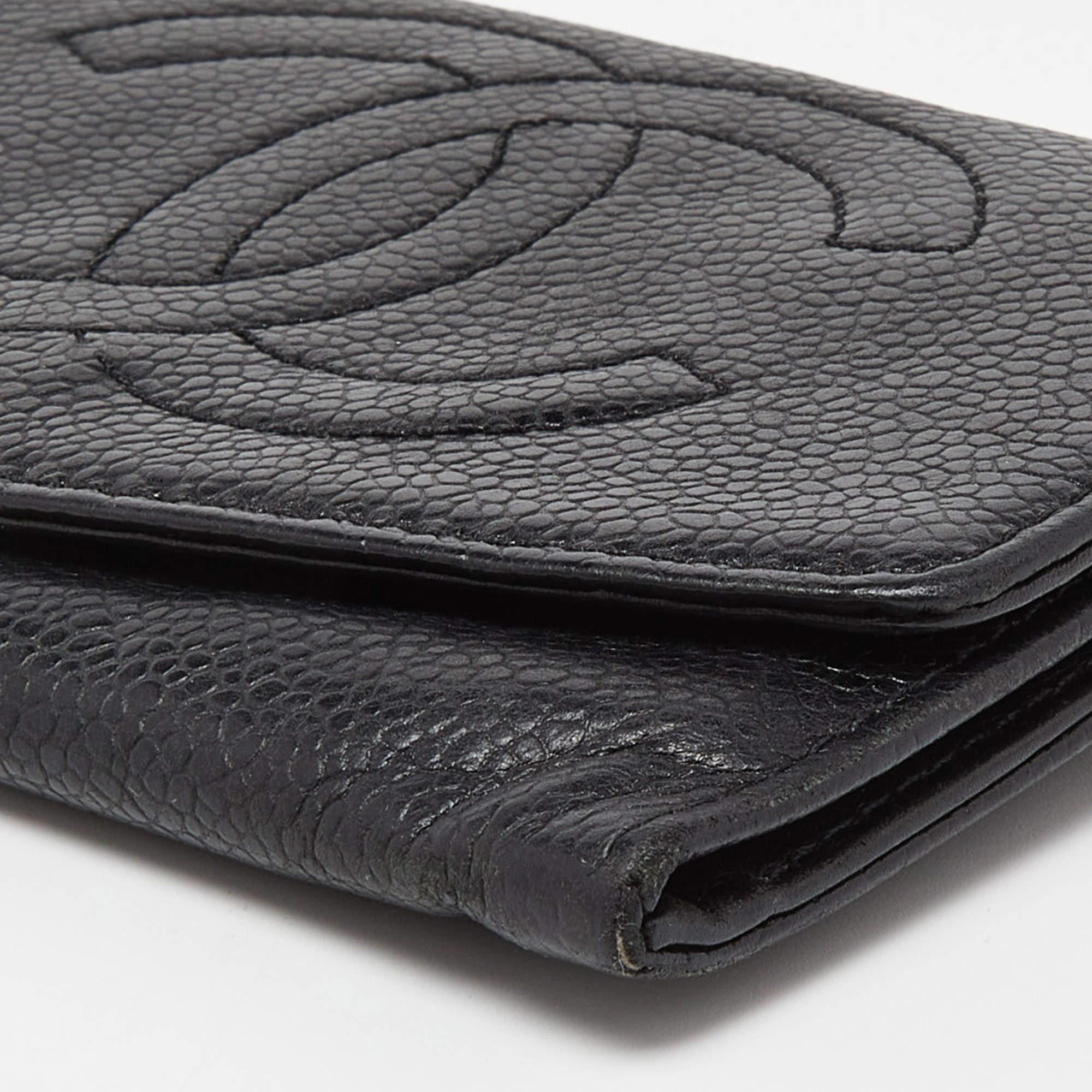 Chanel - Portefeuille continental Timeless en cuir caviar noir CC 3