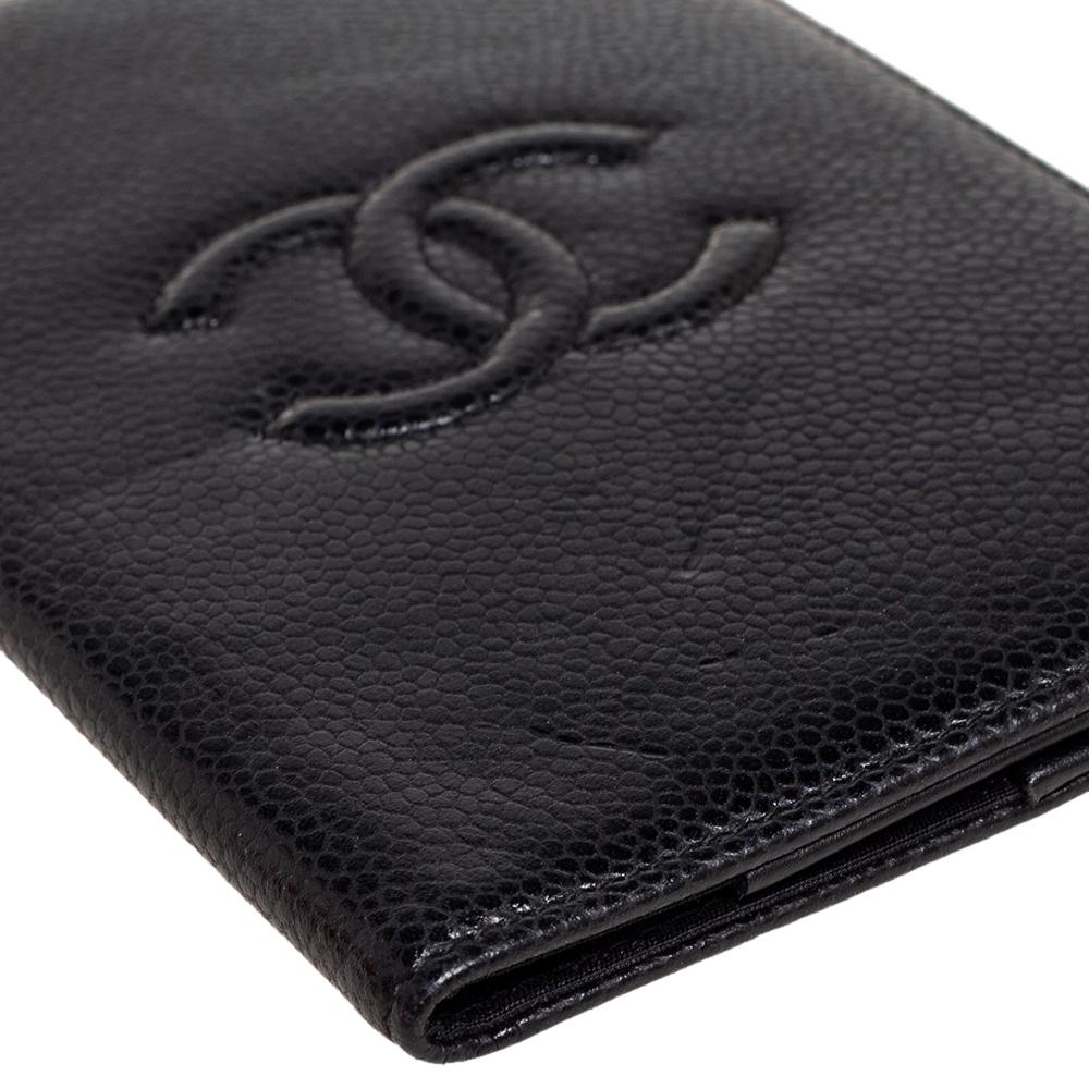 Chanel Black Caviar Leather CC Timeless Passport Holder Cover 4